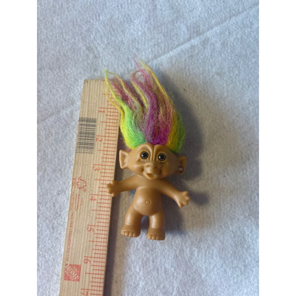 Vintage Bright of America Troll Doll Multi Color‎ Neon Hair 3 Inch Toy Figure